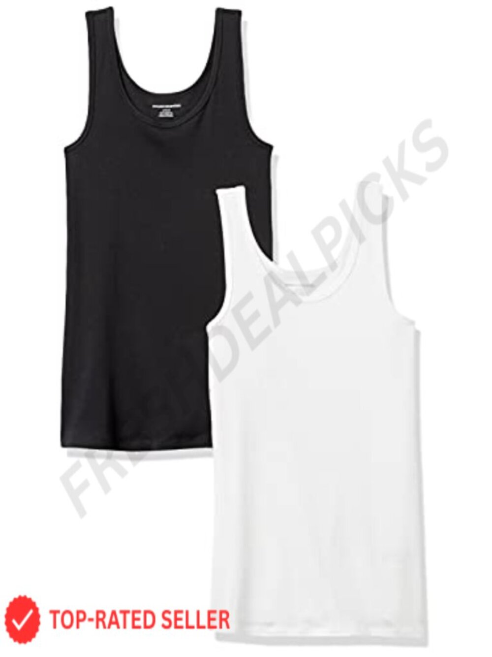 Women's Slim Fit Ribbed Scoop Neck Tank Top 2 Pack Sleeveless